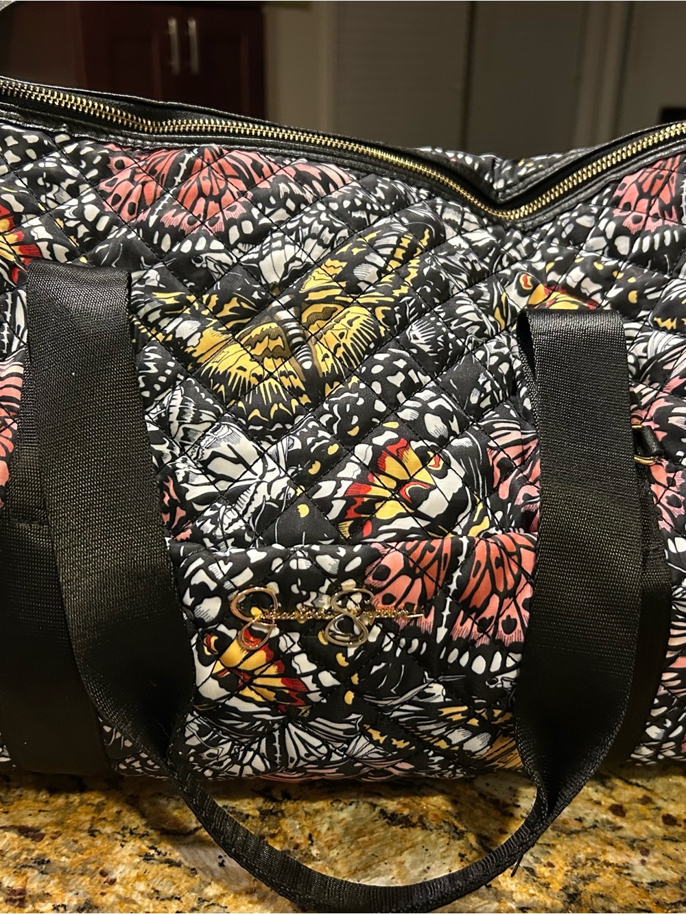 Jessica Simpson Nikki Exotic Butterfly Quilted Travel Duffle Bag